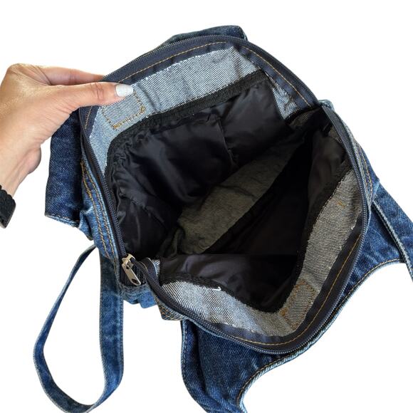 Via Penny Lane Reworked Apparel QUEEN Upcycled Denim Purse OS Bag - Picture 7 of 7